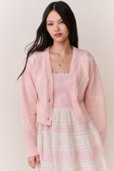 Francette Cotton Bow Embroidered Cardigan | Loveshackfancy sale