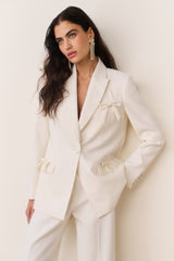 Shayne Wool-Blend Bow-Embellished Blazer | Loveshackfancy for sale