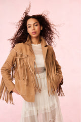 Geraline Suede Fringe Jacket | Loveshackfancy discount