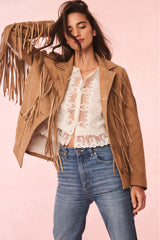 Geraline Suede Fringe Jacket | Loveshackfancy discount