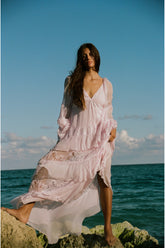 Devina Silk Chiffon Lace Maxi Dress | Loveshackfancy US