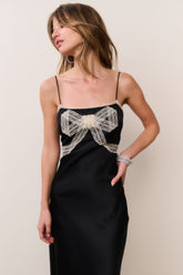 Isolie Lace Bow Crepe Maxi Dress | Loveshackfancy US