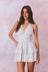 Deanna Polka Dot Halter Mini Dress | Loveshackfancy discount