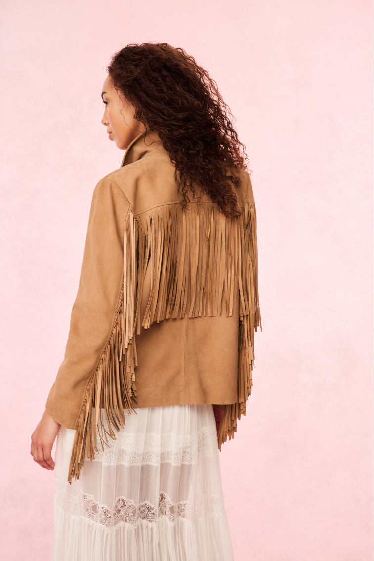 Geraline Suede Fringe Jacket | Loveshackfancy discount