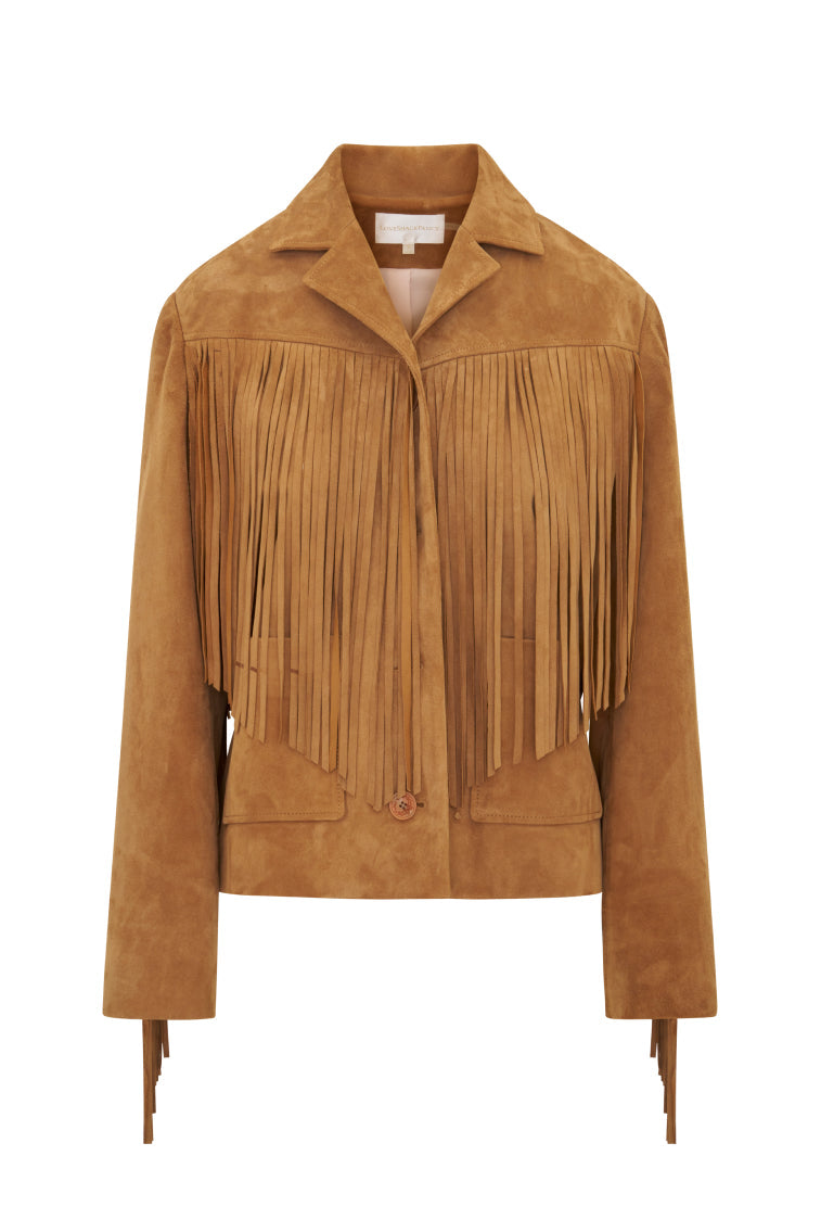 Geraline Suede Fringe Jacket | Loveshackfancy discount