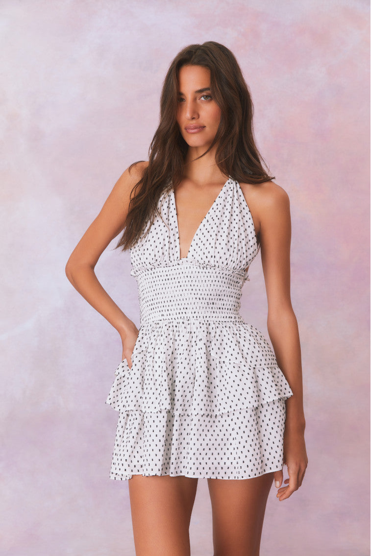 Deanna Polka Dot Halter Mini Dress | Loveshackfancy discount
