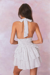 Deanna Polka Dot Halter Mini Dress | Loveshackfancy discount