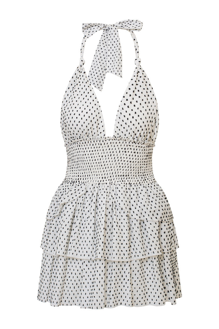 Deanna Polka Dot Halter Mini Dress | Loveshackfancy discount