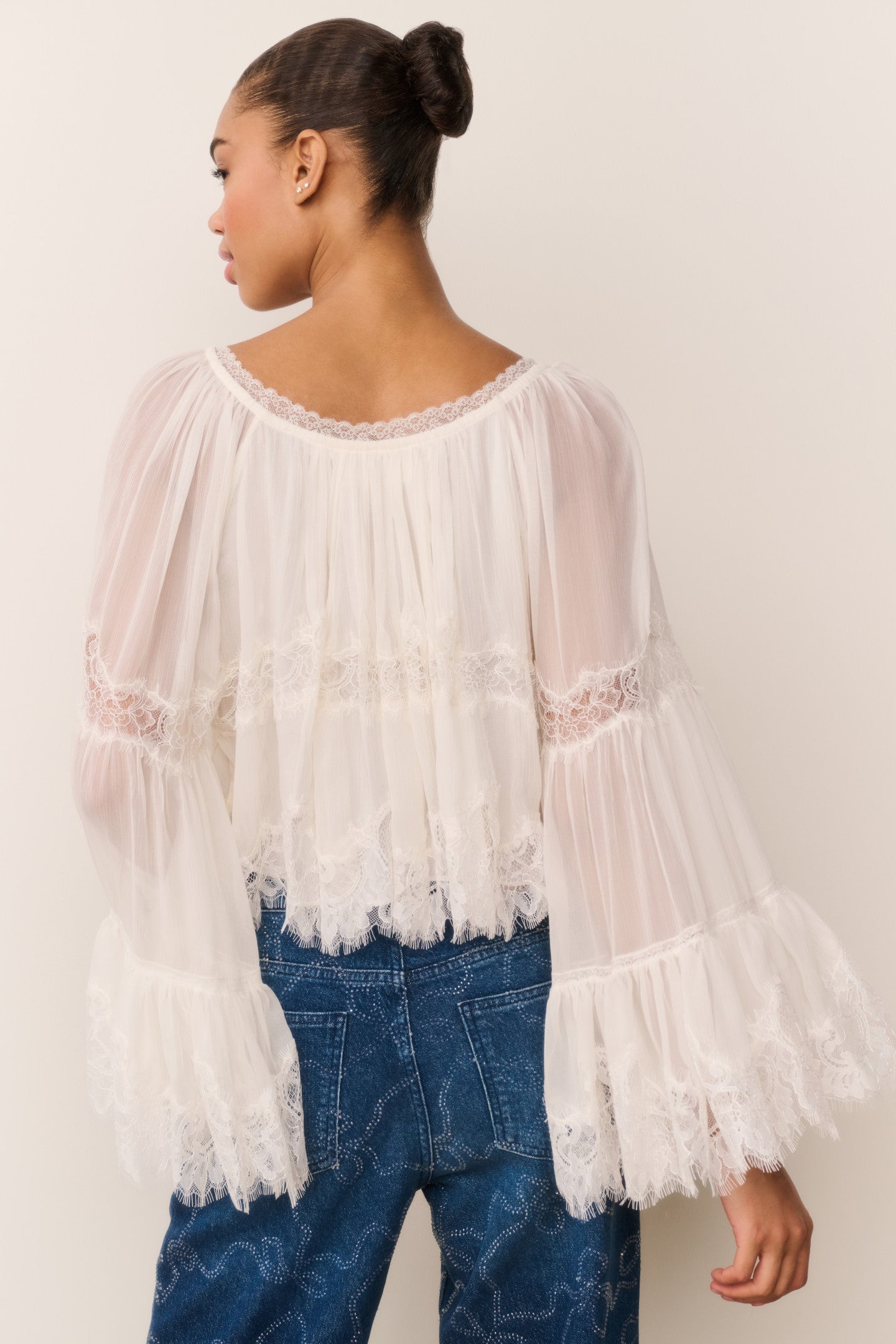 Darline Chiffon Lace Blouse | Loveshackfancy US