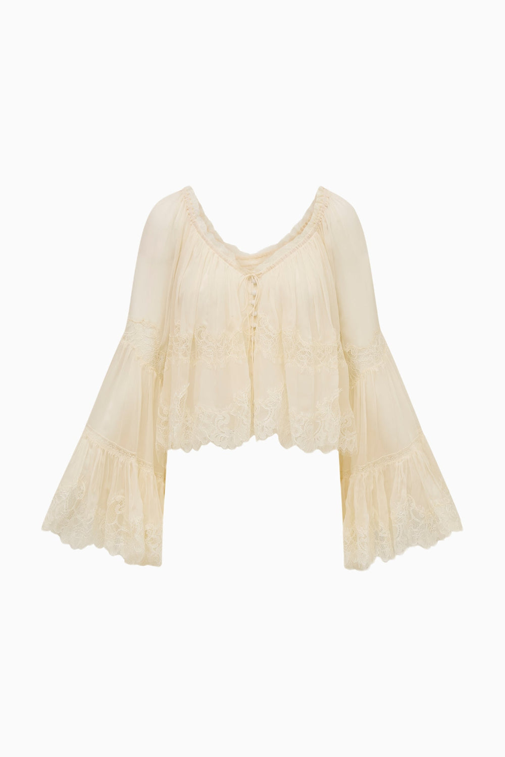 Darline Chiffon Lace Blouse | Loveshackfancy US