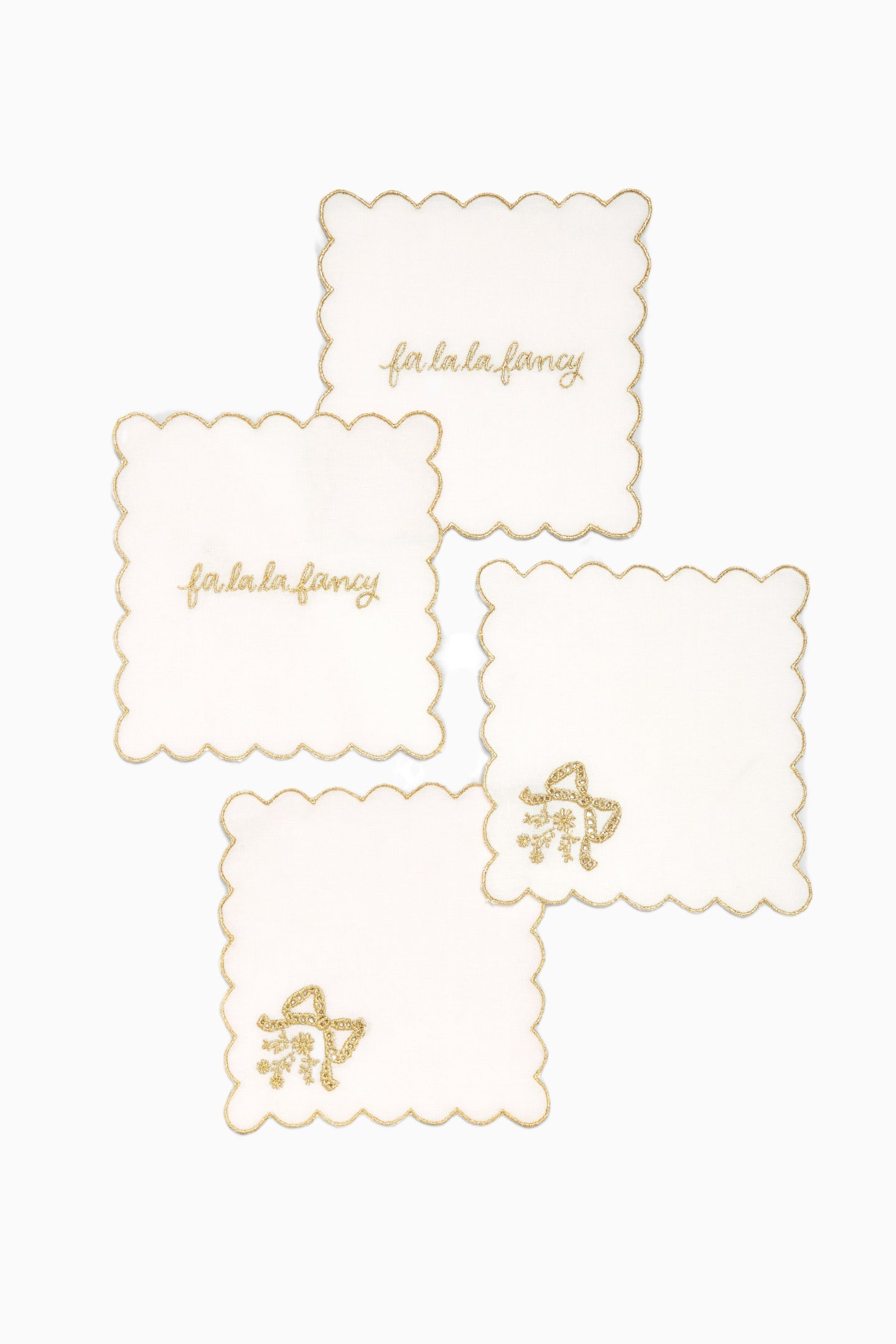 Gilded Bow Cocktail Napkins - Set Of 4 | Loveshackfancy US