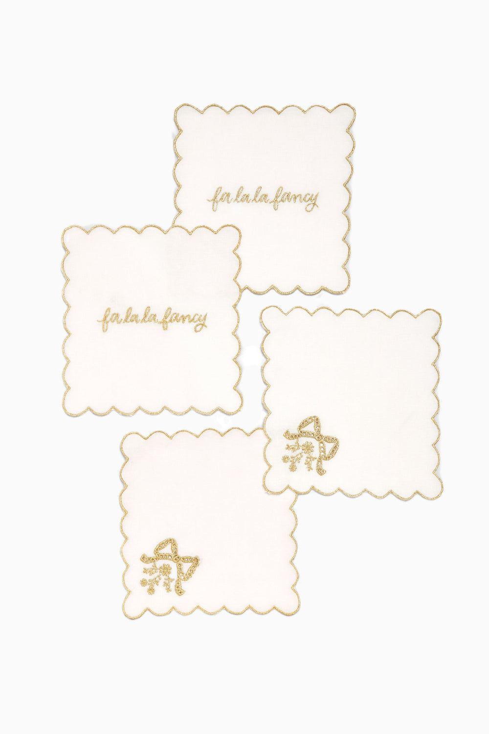 Gilded Bow Cocktail Napkins - Set Of 4 | Loveshackfancy US