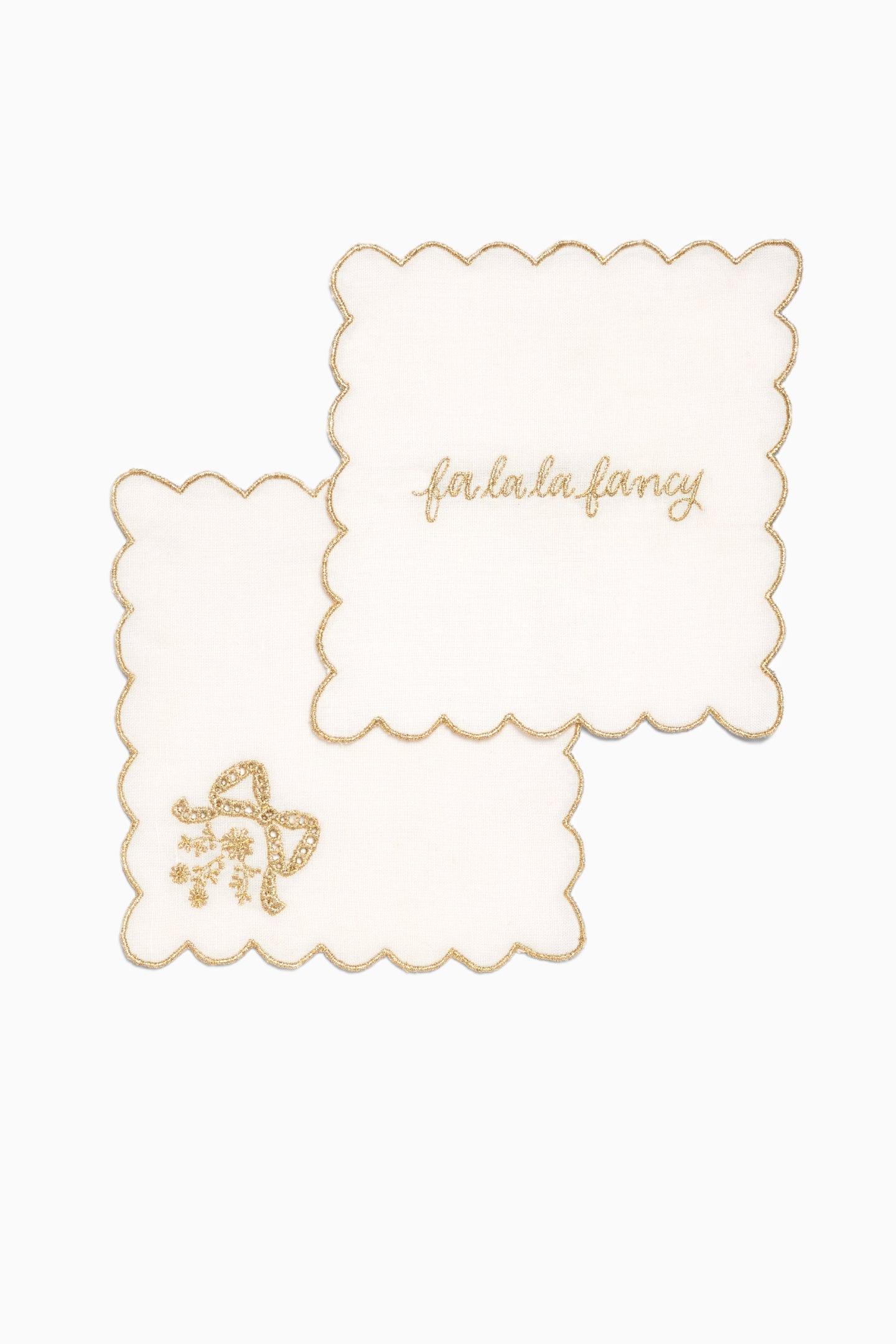 Gilded Bow Cocktail Napkins - Set Of 4 | Loveshackfancy US