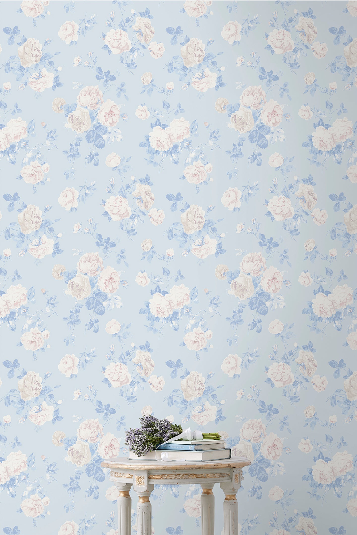 Whisper Blue Peel + Stick Wallpaper | Loveshackfancy online