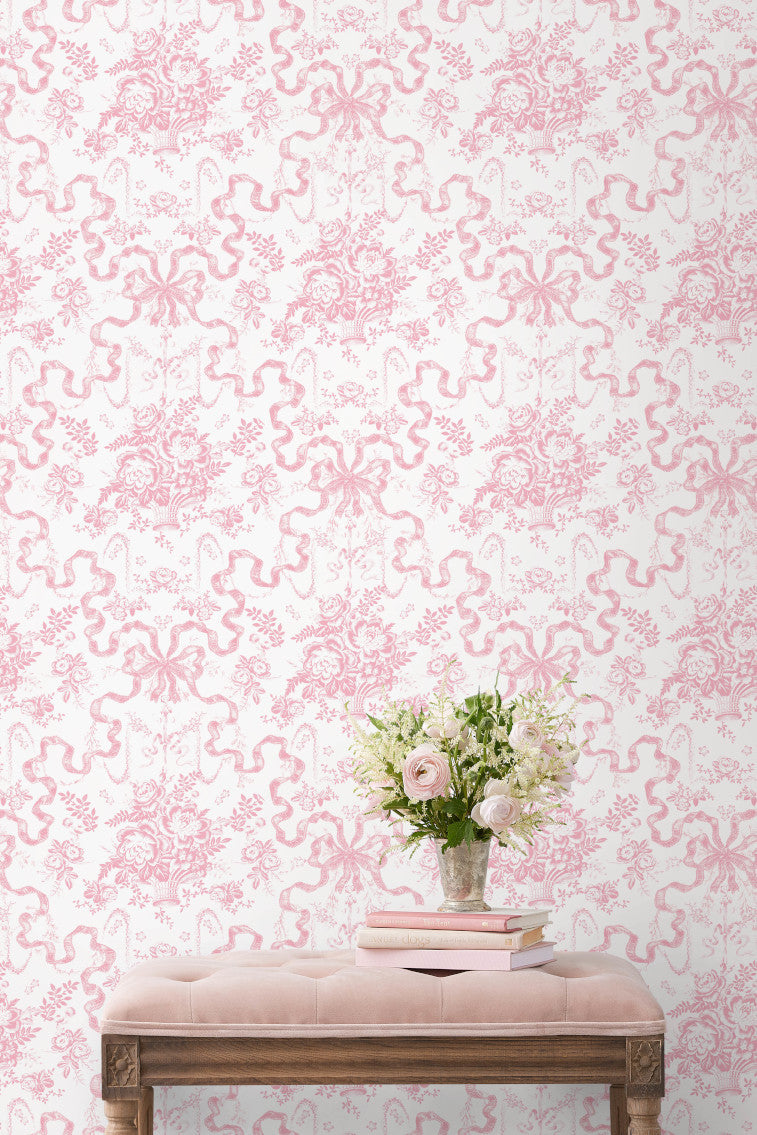 Fairytale Toile Peony Pink Wallpaper | Loveshackfancy discount