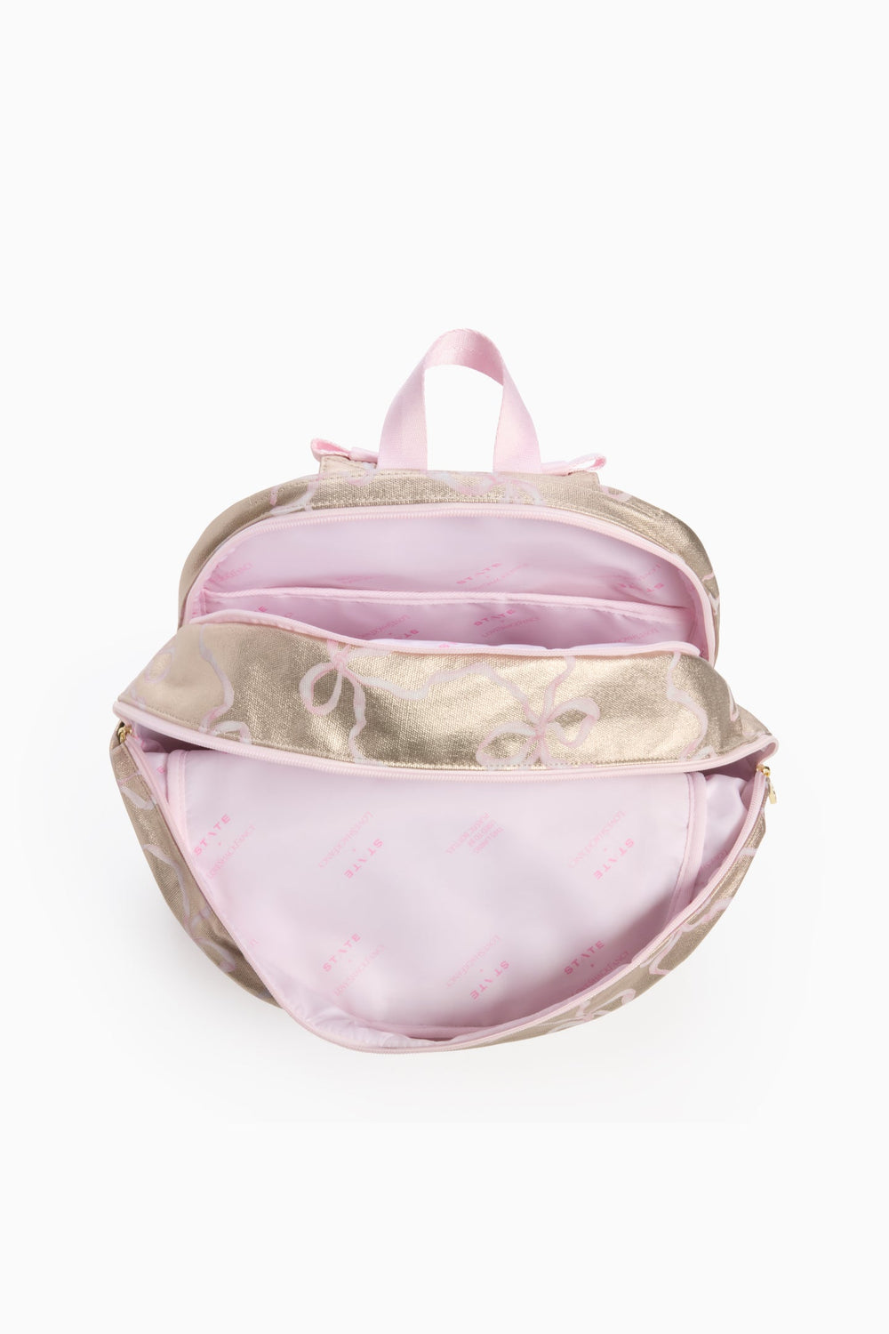 STATE x LoveShackFancy Gold Kane Double Pocket Backpack | Loveshackfancy US